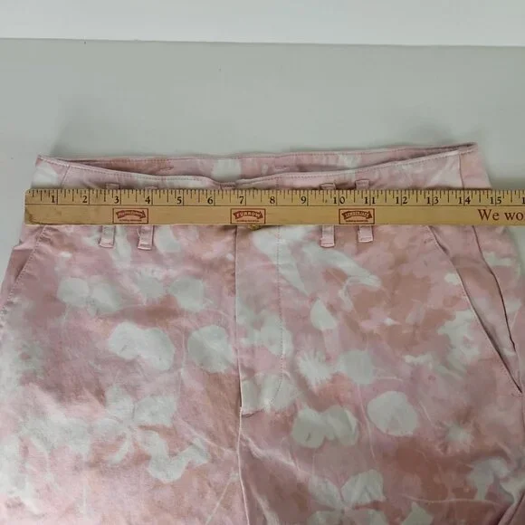 Anthropologie Jamie Chino Pants Sz 4 Pink Tie Dye Straight Cute 90s Floral Retro - Picture 6 of 9